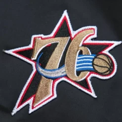 Men Mitchell & Ness Jackets & Outerwear-Lightweight Satin Bomber Vintage Logo Philadelphia 76Ers