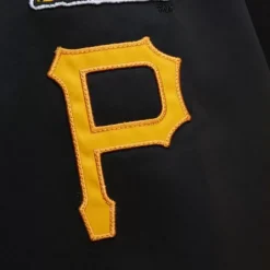 Men Mitchell & Ness Jackets & Outerwear-Lightweight Satin Bomber Vintage Logo Pittsburgh Pirates