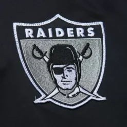 Men Mitchell & Ness Jackets & Outerwear-Lightweight Satin Bomber Vintage Logo Oakland Raiders