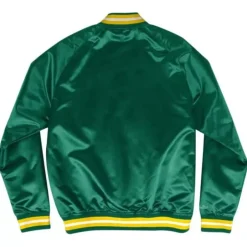 Men Mitchell & Ness Jackets & Outerwear-Lightweight Satin Jacket Oakland Athletics