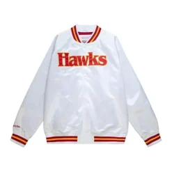 Men Mitchell & Ness Jackets & Outerwear-Lightweight Satin Jacket Atlanta Hawks