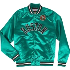 Men Mitchell & Ness Jackets & Outerwear-Lightweight Satin Jacket Boston Celtics