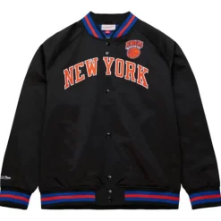 Men Mitchell & Ness Jackets & Outerwear-Lightweight Satin Jacket New York Knicks
