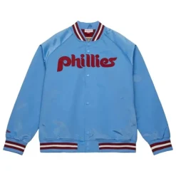 Men Mitchell & Ness Jackets & Outerwear-Lightweight Satin Jacket Philadelphia Phillies