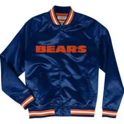 Men Mitchell & Ness Jackets & Outerwear-Lightweight Satin Jacket Chicago Bears