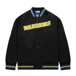 Men Mitchell & Ness Jackets & Outerwear-Lightweight Satin Jacket Golden State Warriors