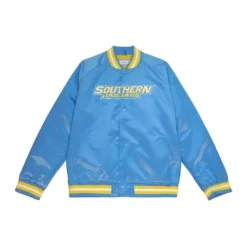 Men Mitchell & Ness Jackets & Outerwear-Lightweight Satin Jacket Southern University And A&M College