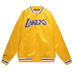 Men Mitchell & Ness Jackets & Outerwear-Lightweight Satin Jacket Los Angeles Lakers