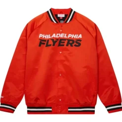 Men Mitchell & Ness Jackets & Outerwear-Lightweight Satin Jacket Current Logo Philadelphia Flyers