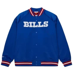Men Mitchell & Ness Jackets & Outerwear-Lightweight Satin Jacket Buffalo Bills