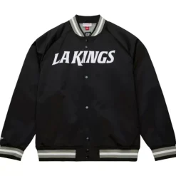 Men Mitchell & Ness Jackets & Outerwear-Lightweight Satin Jacket Current Logo Los Angeles Kings