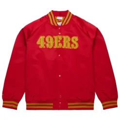 Men Mitchell & Ness Jackets & Outerwear-Lightweight Satin Jacket San Francisco 49Ers