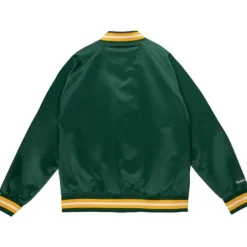 Men Mitchell & Ness Jackets & Outerwear-Lightweight Satin Jacket Green Bay Packers