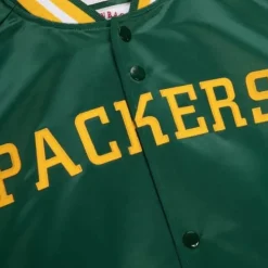 Men Mitchell & Ness Jackets & Outerwear-Lightweight Satin Jacket Green Bay Packers