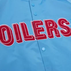 Men Mitchell & Ness Jackets & Outerwear-Lightweight Satin Jacket Houston Oilers