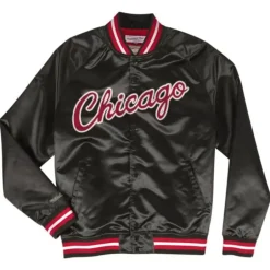 Men Mitchell & Ness Jackets & Outerwear-Lightweight Satin Jacket Chicago Bulls
