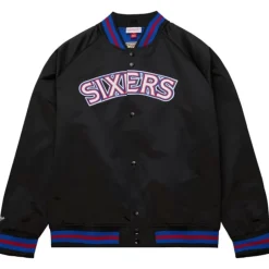 Men Mitchell & Ness Jackets & Outerwear-Lightweight Satin Jacket Philadelphia 76Ers