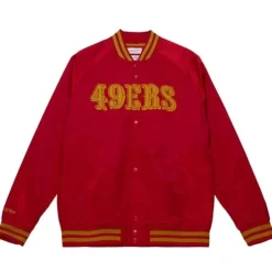 Men Mitchell & Ness Jackets & Outerwear-Lightweight Satin Jacket San Francisco 49Ers