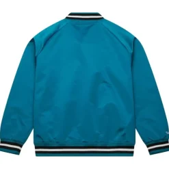 Men Mitchell & Ness Jackets & Outerwear-Lightweight Satin Jacket Current Logo San Jose Sharks