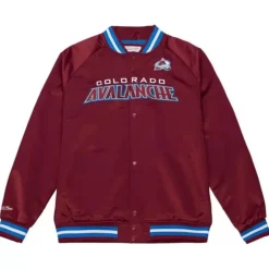 Men Mitchell & Ness Jackets & Outerwear-Lightweight Satin Jacket Colorado Avalanche