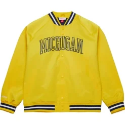 Men Mitchell & Ness Jackets & Outerwear-Lightweight Satin Jacket University Of Michigan