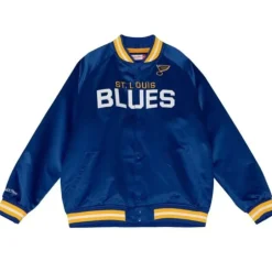 Men Mitchell & Ness Jackets & Outerwear-Lightweight Satin Jacket St. Louis Blues