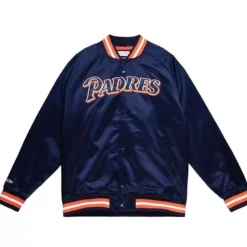 Men Mitchell & Ness Jackets & Outerwear-Lightweight Satin Jacket San Diego Padres