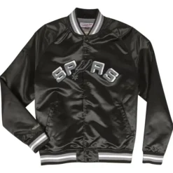 Men Mitchell & Ness Jackets & Outerwear-Lightweight Satin Jacket San Antonio Spurs
