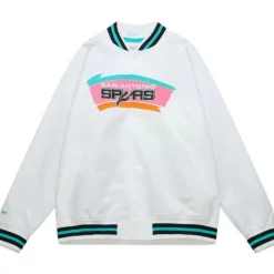 Men Mitchell & Ness Jackets & Outerwear-Lighweight Satin Jacket San Antonio Spurs