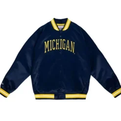 Men Mitchell & Ness Jackets & Outerwear-Lighweight Satin Jacket University Of Michigan