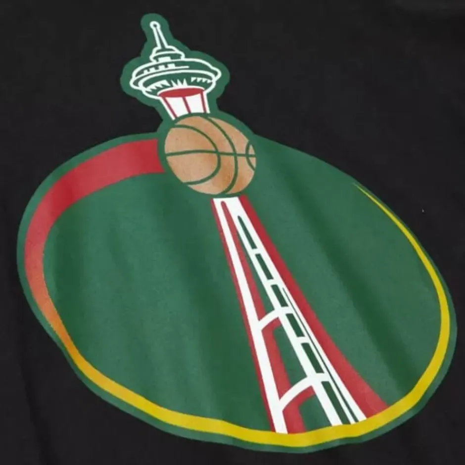 Men Mitchell & Ness T-Shirts & Tops-Logo Remix Tee Seattle Supersonics