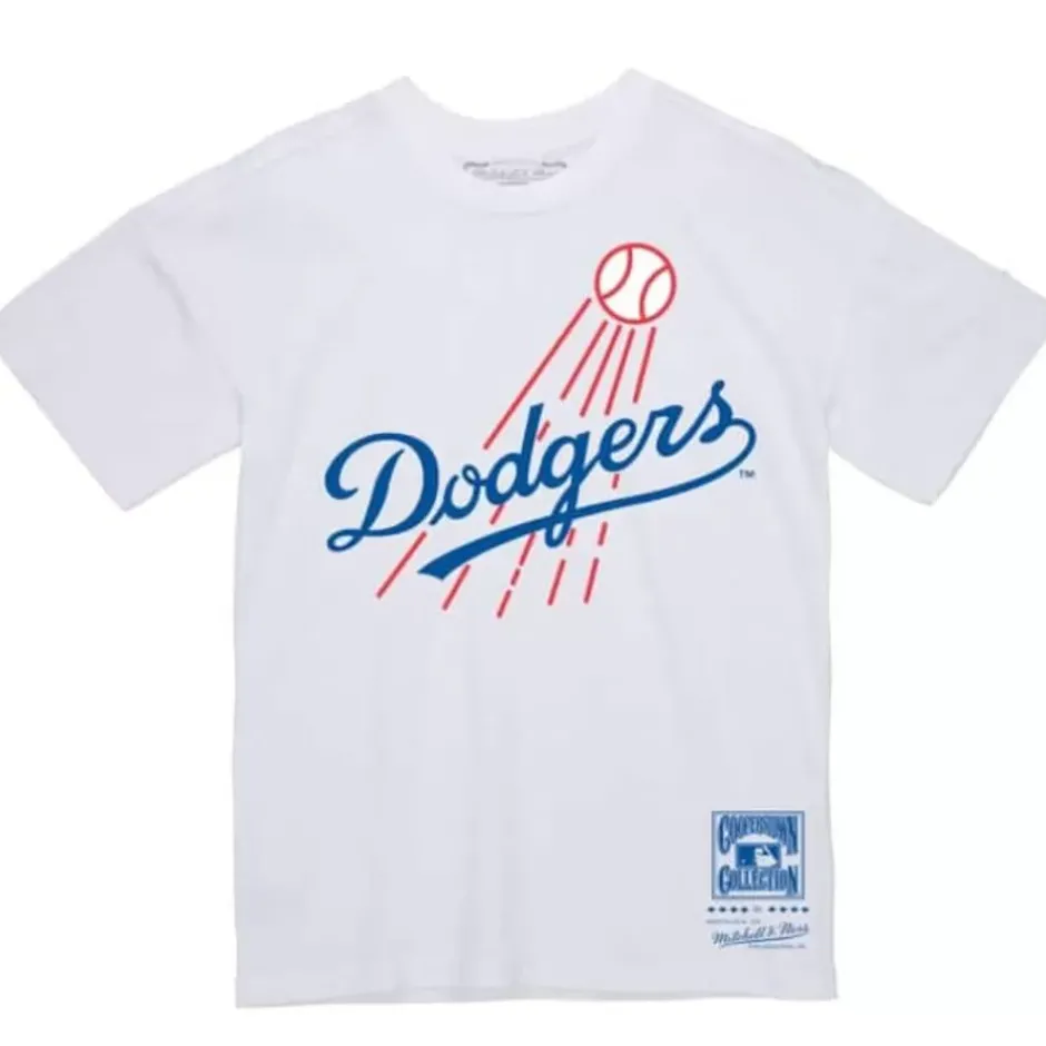 Men Mitchell & Ness T-Shirts & Tops-Logo Tee Los Angeles Dodgers