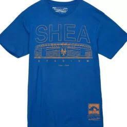 Men Mitchell & Ness T-Shirts & Tops-Logo Tee New York Mets