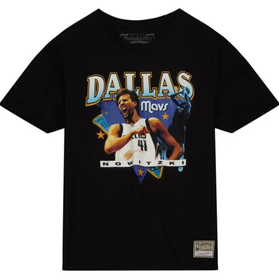 Men Mitchell & Ness T-Shirts & Tops-Love For The City Tee Dallas Mavericks Dirk Nowitzki