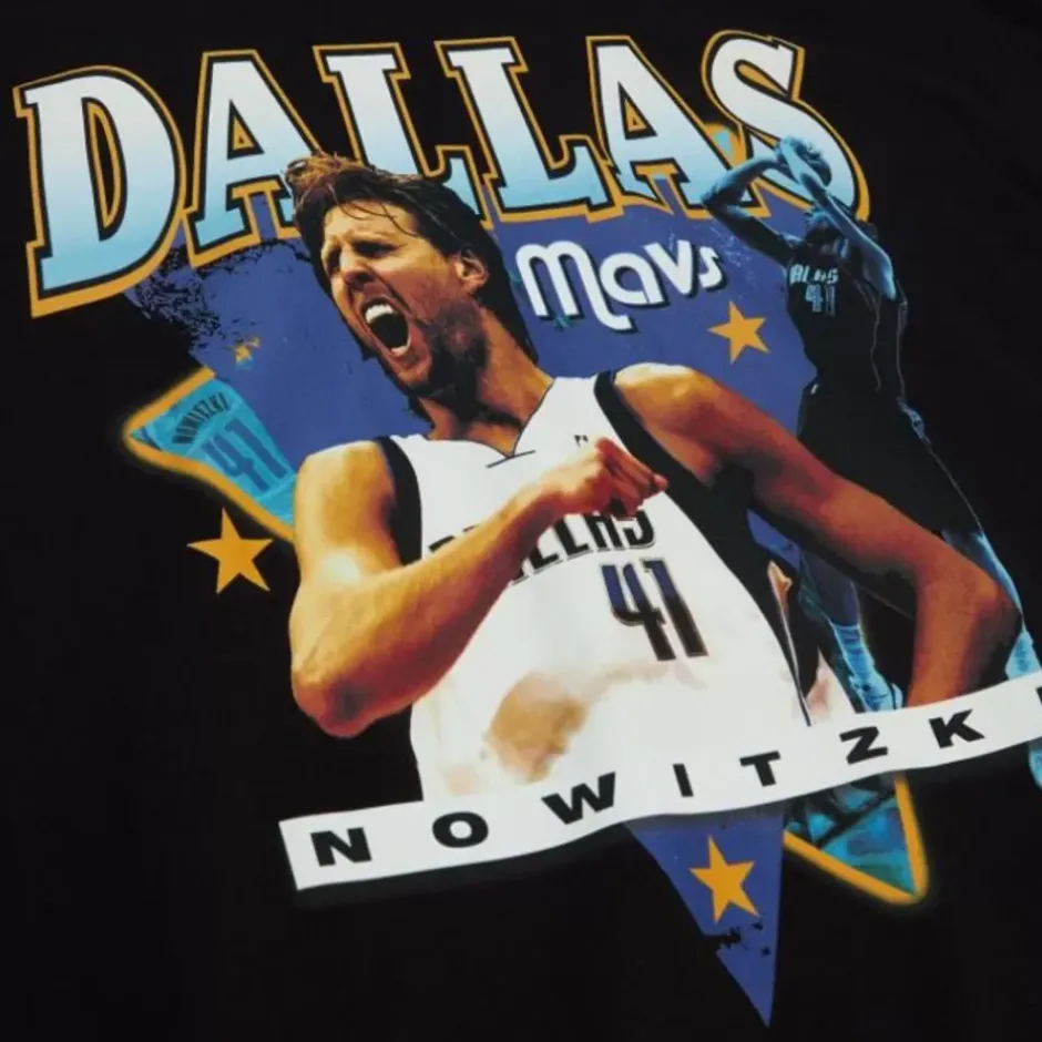 Men Mitchell & Ness T-Shirts & Tops-Love For The City Tee Dallas Mavericks Dirk Nowitzki