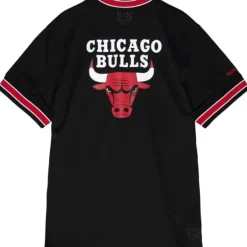 Men Mitchell & Ness T-Shirts & Tops-Mesh 1/4 Zip Chicago Bulls