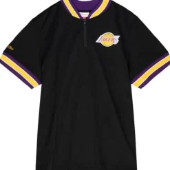 Men Mitchell & Ness T-Shirts & Tops-Mesh 1/4 Zip Los Angeles Lakers
