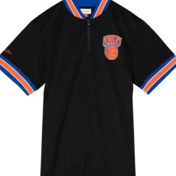 Men Mitchell & Ness T-Shirts & Tops-Mesh 1/4 Zip New York Knicks