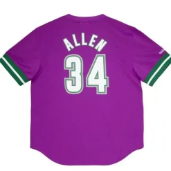 Men Mitchell & Ness T-Shirts & Tops-Mesh N&N Crew Milwaukee Bucks 2000-01 Ray Allen