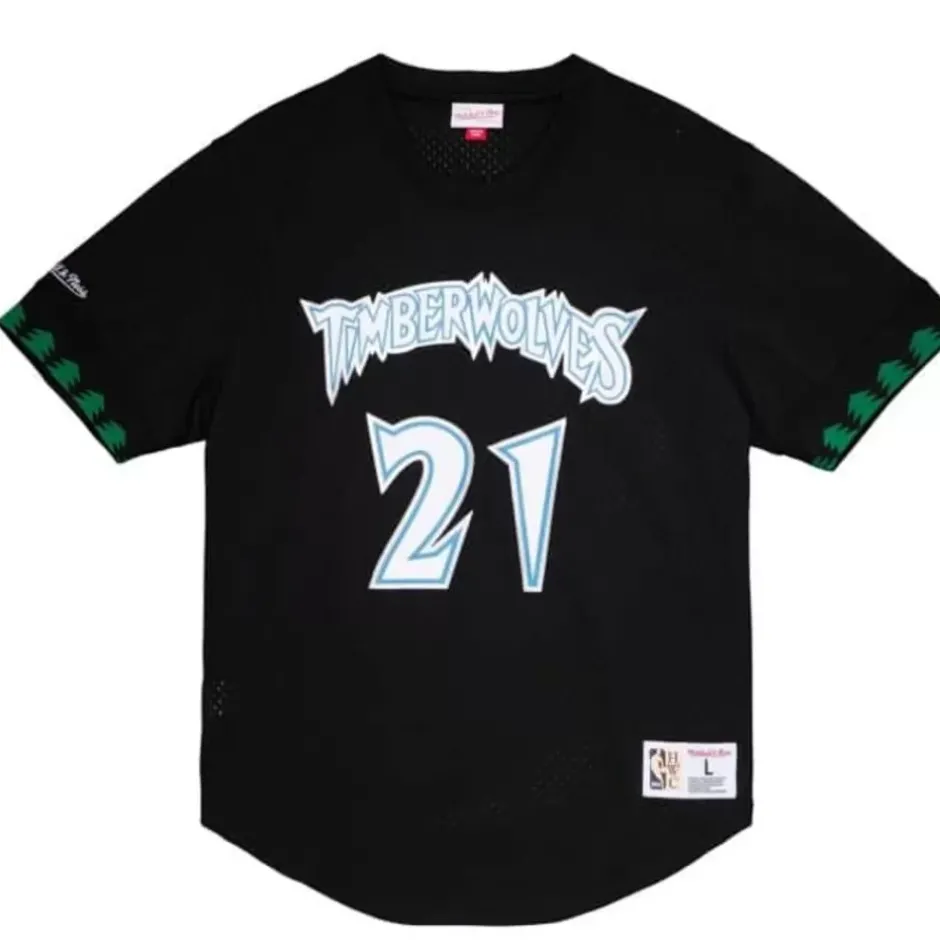 Men Mitchell & Ness T-Shirts & Tops-Mesh N&N Crew Minnesota Timberwolves 1997-98 Kevin Garnett