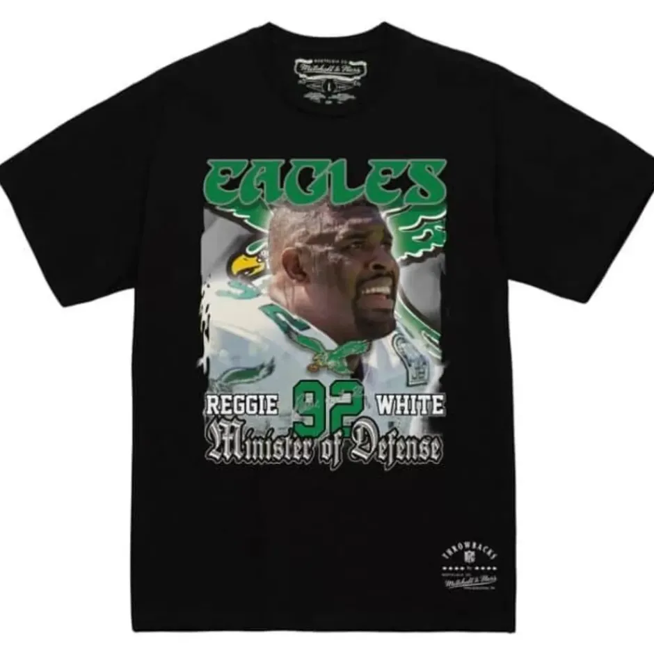 Men Mitchell & Ness T-Shirts & Tops-Minister Of Defense Tee Philadelphia Eagles Reggie White