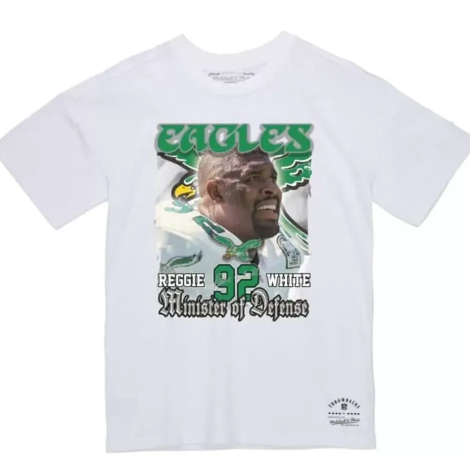 Men Mitchell & Ness T-Shirts & Tops-Minister Of Defense Tee Philadelphia Eagles Reggie White
