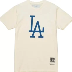 Men Mitchell & Ness T-Shirts & Tops-Mlb Script Wordmark Tee Dodgers