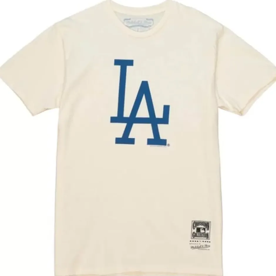 Men Mitchell & Ness T-Shirts & Tops-Mlb Script Wordmark Tee Dodgers
