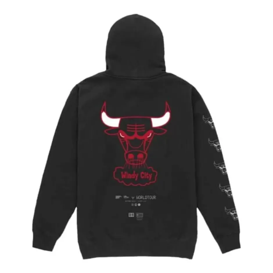 Men Mitchell & Ness Hoodies & Sweatshirts-M&N X Br World Tour Logo Evolution Hoodie Chicago Bulls