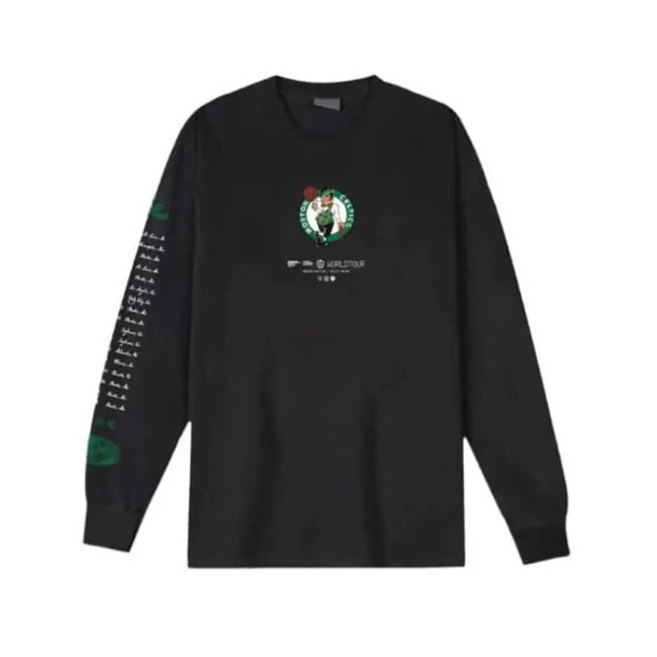 Men Mitchell & Ness T-Shirts & Tops-M&N X Br World Tour Long Sleeve Boston Celtics