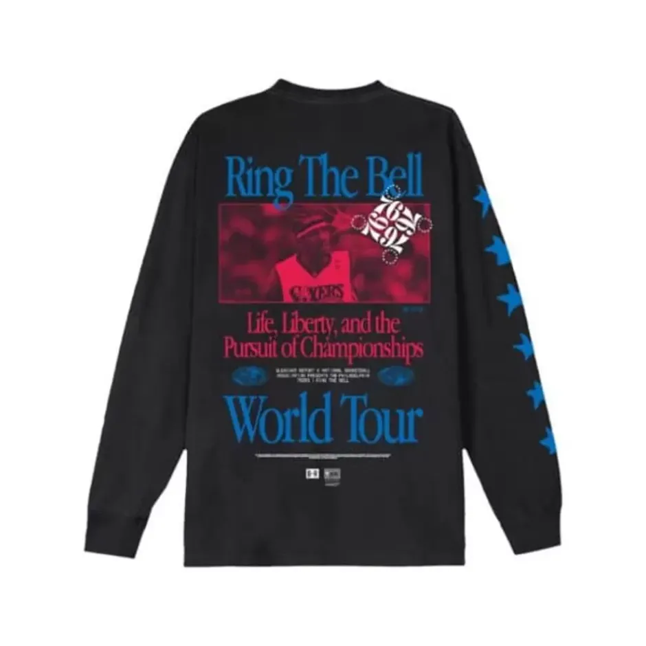 Men Mitchell & Ness T-Shirts & Tops-M&N X Br World Tour Long Sleeve Philadelphia 76Ers