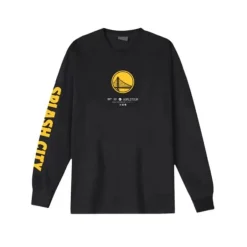Men Mitchell & Ness T-Shirts & Tops-M&N X Br World Tour Long Sleeve Golden State Warriors