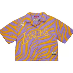 Woman Mitchell & Ness T-Shirts & Tops-M&N X Melody Ehsani Puffer Shirt Los Angeles Lakers