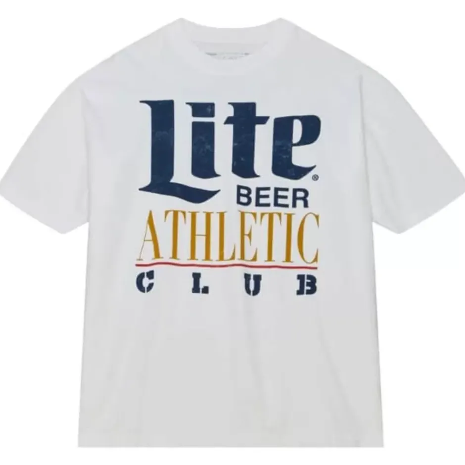 Men Mitchell & Ness T-Shirts & Tops-M&N X Miller Lite Stacked Athletic Club Tee